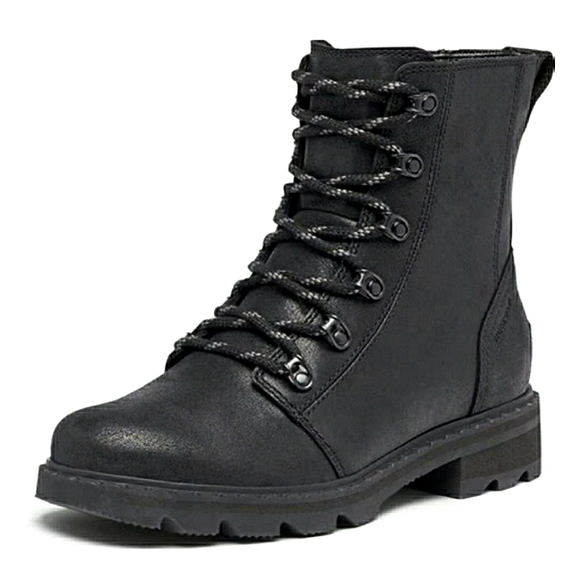 Sorel Shoes Sorel Lennox Lace Rouge Black Leather Combat Boots